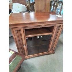MEUBLE HI-FI BOIS CLAID MOULURÉ 2 PORTES VITRÉES 