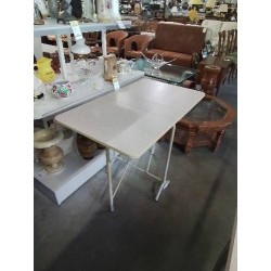 TABLE PLIANTE MÉTAL ET BOIS ECRU 