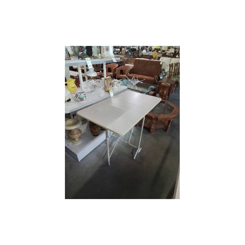 TABLE PLIANTE MÉTAL ET BOIS ECRU 
