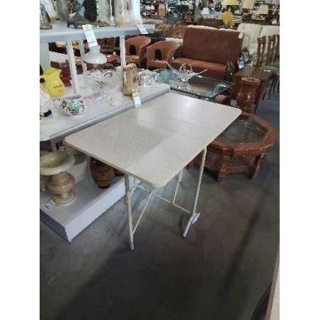 TABLE PLIANTE MÉTAL ET BOIS ECRU 
