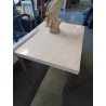 TABLE RECTANGULAIRE PIÈTEMENT MÉTAL CHROMÉ PLATEAU ÉCRU 