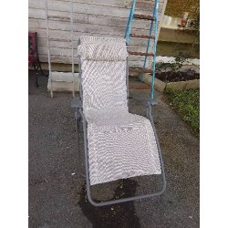 FAUTEUIL RELAX DE JARDIN LAFUMA MÉTAL TOILE TAUPE