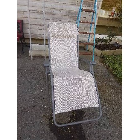 FAUTEUIL RELAX DE JARDIN LAFUMA MÉTAL TOILE TAUPE