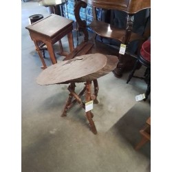 CONSOLE OVALE TRIPODE BOIS NATUREL 