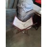 TRAVAILLEUSE PLIANTE BOIS ET TISSU ROUGE FIN XIXE
