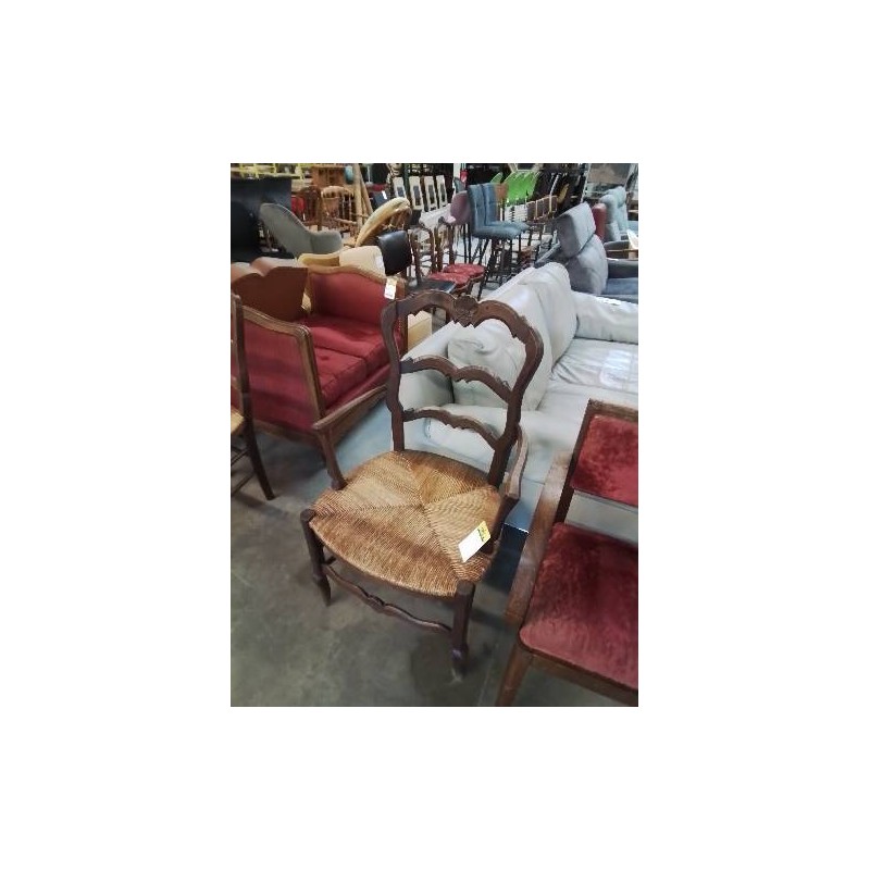 FAUTEUIL DE CHEMINÉE BOIS PAILLÉ DOSSIER CHANTOURNÉ STYLE RÉGENCE COQUILLE 