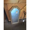 MIROIR CINTRÉ BOIS DORÉ DÉCOR FLEURS 