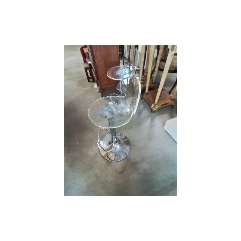 TABOURET DE BAR PIÈTEMENT MÉTAL CHROMÉ ASSISE RESINE TRANSPARENT
