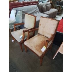 FAUTEUIL BOIS CLAIR CAPITONNÉ TISSU MOUMOUTE 