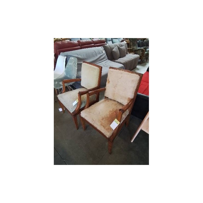 FAUTEUIL BOIS CLAIR CAPITONNÉ TISSU MOUMOUTE 