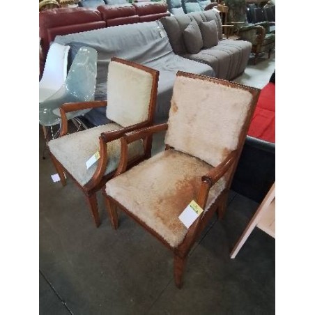 FAUTEUIL BOIS CLAIR CAPITONNÉ TISSU MOUMOUTE 