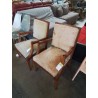 FAUTEUIL BOIS CLAIR CAPITONNÉ TISSU MOUMOUTE 
