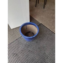 CACHE POT TERRE CUITE ÉMAILLÉE BLEU