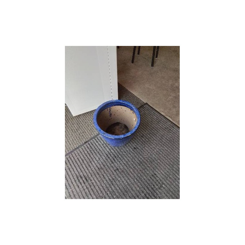 CACHE POT TERRE CUITE ÉMAILLÉE BLEU