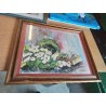 AQUARELLE NATURE MORTE AU LIVRE CADRE BOIS MOULURÉ 