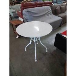 TABLE RONDE DE JARDIN MÉTAL BLANC