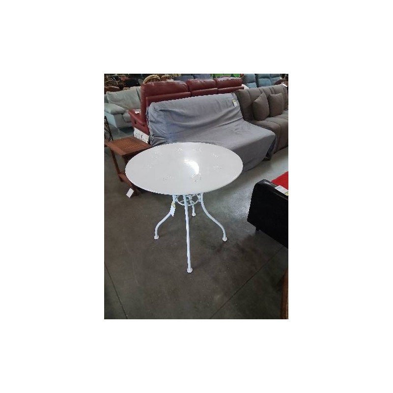 TABLE RONDE DE JARDIN MÉTAL BLANC