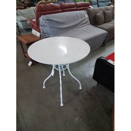 TABLE RONDE DE JARDIN MÉTAL BLANC