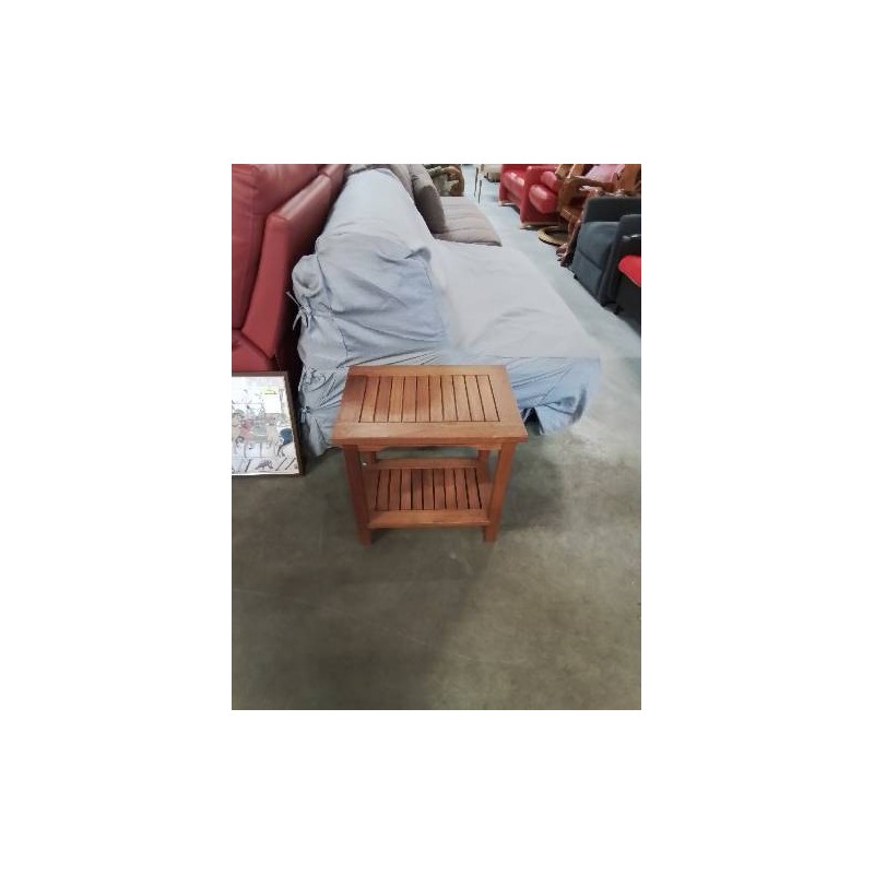 TABLE BASSE RECTANGULAIRE BOIS EXOTIQUE AJOURÉ 2 NIVEAUX 