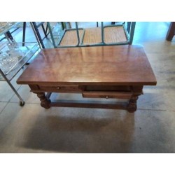 TABLE BASSE RECTANGULAIRE BOIS A ENTRETOISE 4 TIROIRS
