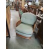 SALON 3 PIÈCES CANAPÉ ET 2 FAUTEUILS BOIS CANNÉ COUSSINS TISSU VERT