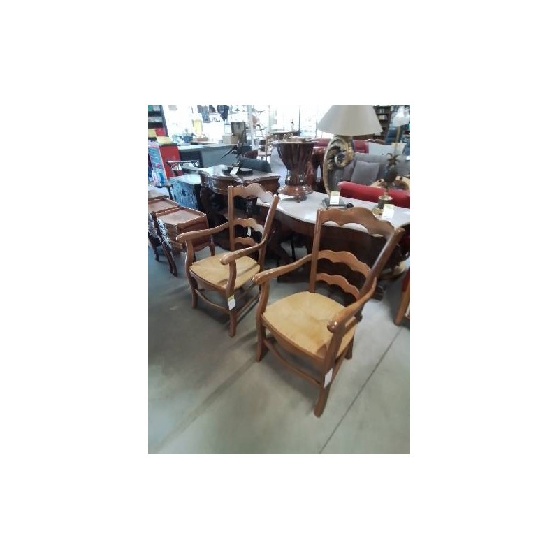 FAUTEUIL DE CHEMINÉE BOIS PAILLÉ 3 BARREAUX CHANTOURNÉ