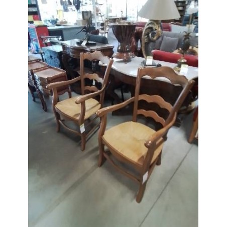 FAUTEUIL DE CHEMINÉE BOIS PAILLÉ 3 BARREAUX CHANTOURNÉ