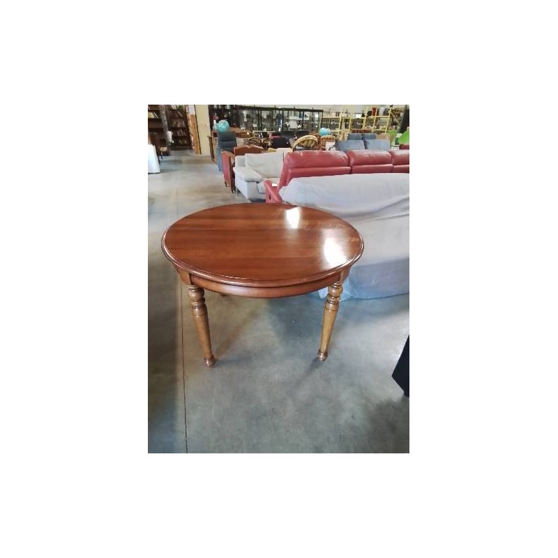 TABLE RONDE EXTENSIBLE BOIS PIEDS TOURNÉS 2RALLONGES40CM 115X75CM