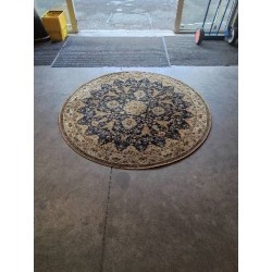 TAPIS LAINE ROND BLEU OCRE  170 CM