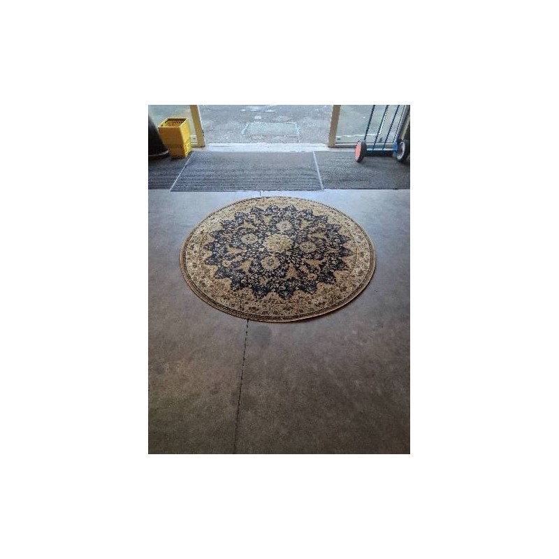 TAPIS LAINE ROND BLEU OCRE  170 CM
