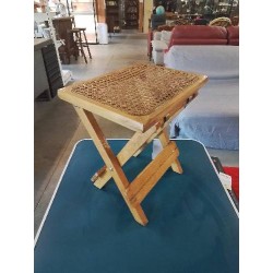 TABOURET PLIANT BOIS CLAIR ASSISE CANNÉE 