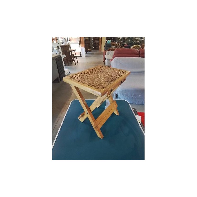 TABOURET PLIANT BOIS CLAIR ASSISE CANNÉE 