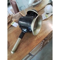 LAMPE DE FIACRE MÉTAL NOIR ET LAITON FIN XIXE
