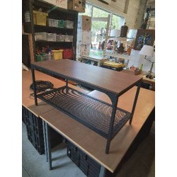 TABLE BASSE RECTANGULAIRE PIÈTEMENT MÉTAL NOIR PLATEAU BOIS IKEA FJALLBO