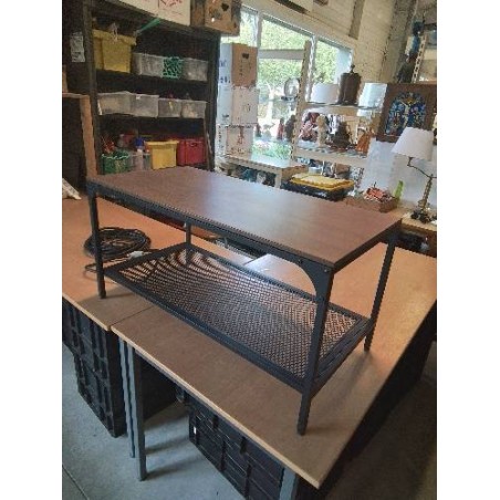 TABLE BASSE RECTANGULAIRE PIÈTEMENT MÉTAL NOIR PLATEAU BOIS IKEA FJALLBO