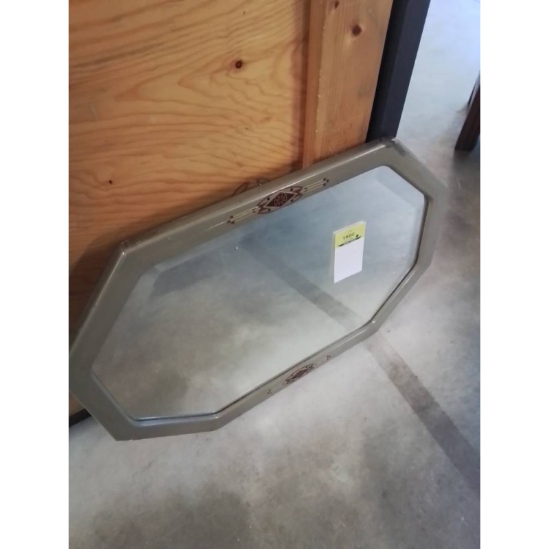 MIROIR OCTOGONAL BOIS GRIS ART DÉCO 