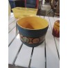 CACHE POT ROND CÉRAMIQUE OCRE BLEU GERMANY ANNÉES 60 16,5CM