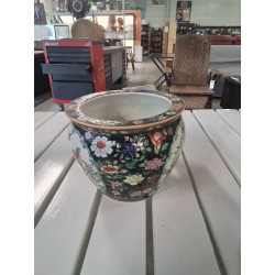 CACHE POT ROND CÉRAMIQUE DÉCOR ASIATIQUE 