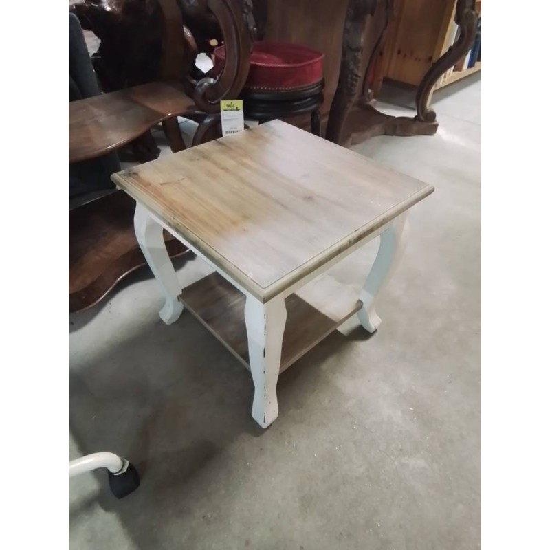 TABLE BASSE CARRÉE BOIS BLANC ET NATUREL 