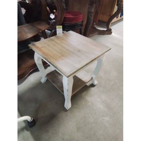 TABLE BASSE CARRÉE BOIS BLANC ET NATUREL 
