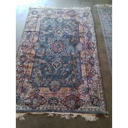 TAPIS LAINE ET FAIT MAIN IRAN VIEUX ROSE BLEU ÉCRU 187X129CM