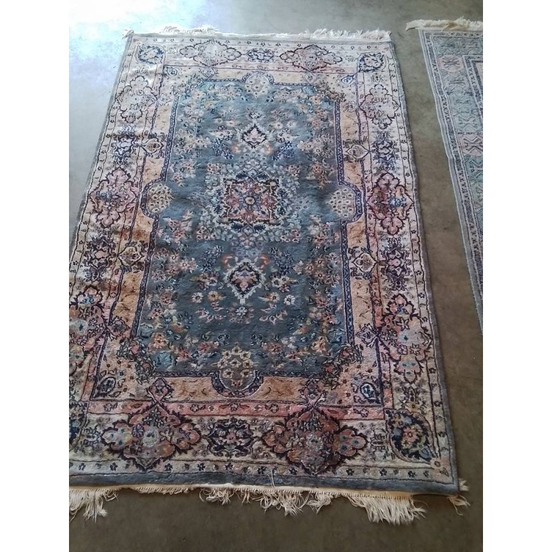 TAPIS LAINE ET FAIT MAIN IRAN VIEUX ROSE BLEU ÉCRU 187X129CM