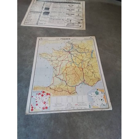 CARTE SCOLAIRE VOIES FERRÉES ET VOIES NAVIGABLES HACHETTE LOUIS FRANCOIS ANNÉES 40/50