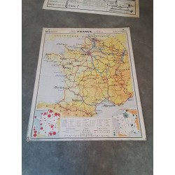 CARTE SCOLAIRE VOIES FERRÉES ET VOIES NAVIGABLES HACHETTE LOUIS FRANCOIS ANNÉES 40/50