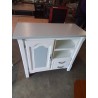 BUFFET BOIS PEINT ECRU ET TAUPE 1 PORTE 2 TIROIRS 2 NICHES