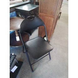 CHAISE PLIANTE MÉTAL ET PU NOIR