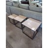 3 TABLES BASSES GIGOGNES PIÈTEMENT MÉTAL NOIR PLATEAU BOIS CLAIR