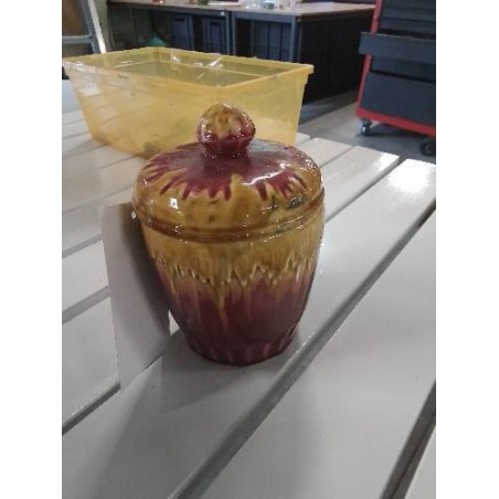POT COUVERT CÉRAMIQUE OCRE ROUGE ORCHIES