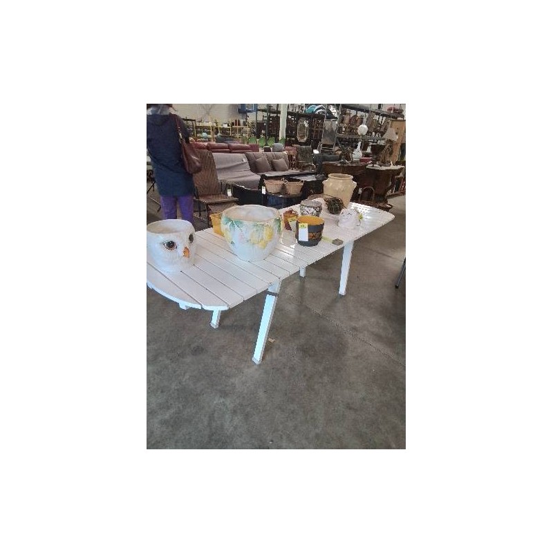 TABLE DE JARDIN EXTENSIBLE PLIANTE LATTES BOIS BLANC 