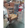 FAUTEUIL DE CHEMINÉE BOIS CLAIR PAILLÉ STYLE RÉGENCE COQUILLE 